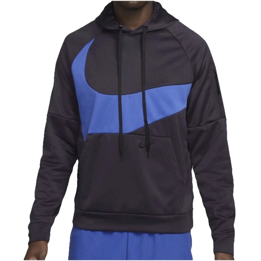 Men's Nike Therma-FIT Pullover Fitness Hoodie Swoosh Medium New CL-23 NWT Blue